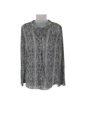 THEORY 100% Silk Snake Skin Print Blouse Size S